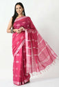 Mominos Fashion Moeza Magenta All Over Buti Handloom Silk Saree with unstitched Blouse piece