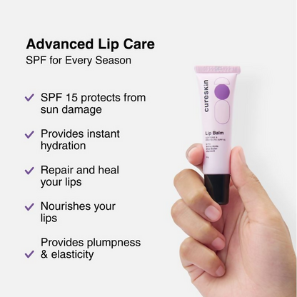 Cureskin Lip Balm With SPF 15 Amino Acids, Shea Butter & Vitamin E