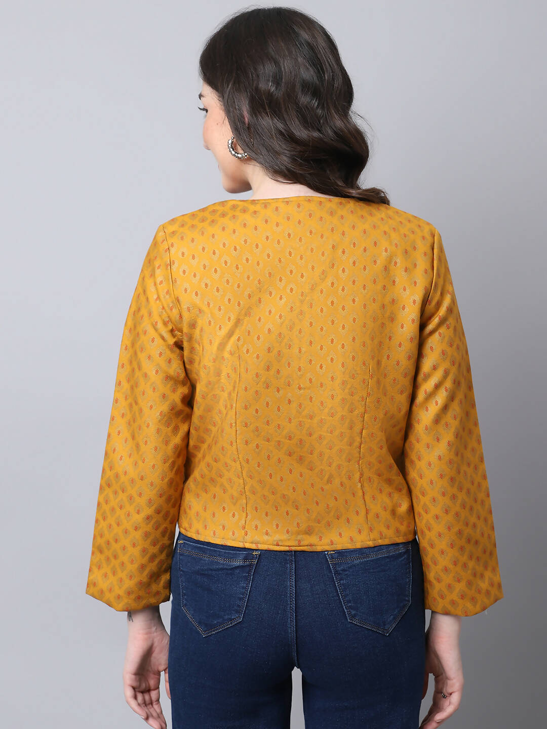 Even Apparels Yellow 100% Viscose Open Front Statement Women's Jacket