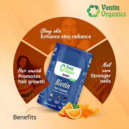 Ventin Organics Glossify Biotin Hair, Skin & Nails Gummies