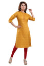 Snehal Creations Mustard Casual Cotton Printed Ladies Kurti