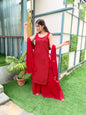 Partywear Designer Red Georgette Palazzo Suit - Anbazaar
